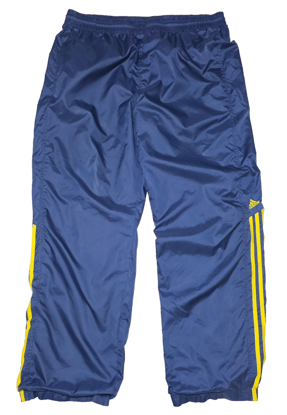 Vintage Adidas Windpants Mens XL Navy Blue Yellow Stripes Mesh Lined Track Pants